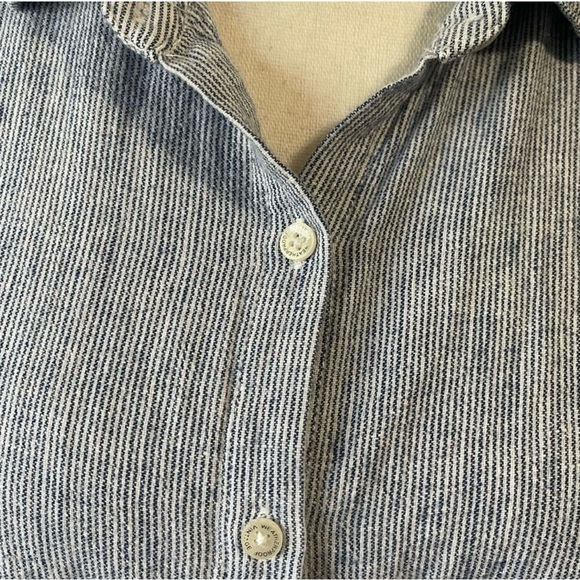 Weatherproof Vintage Striped Washable Linen Tie Front Shirt Blue & White Large - Picture 3 of 11